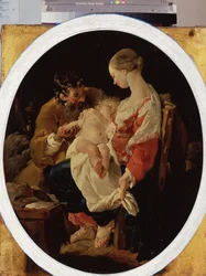 Noel Hallen (1711-1781) maalaus "Pyhä perhe" (Pyhä perhe) 1700-luvun Eremitaaši, Pietari