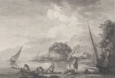 Näkymä Venuksen temppelin jäännöksistä Nisidan saarella lähellä Pouzzolia G..., 1761.