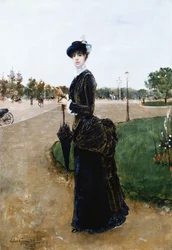 Tyylikäs nainen Bois de Boulognessa, 1880