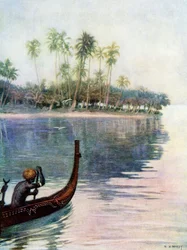 "melonta varovasti hiljaisten vesien yli" San Christobalin saarella, 1908