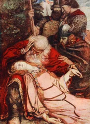 "Cordelia, Cordelia", Kuningas Lear, V näytös 3, kohtaus 3, kuvitus Charles ja Mary Lambin tarinasta "Tales from Shakespeare"
