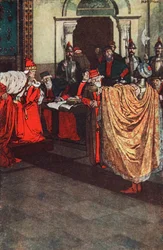 "Hän rakasti minua vaarojen vuoksi, jotka olivat menneet", Othello, näytös 3, kohtaus 3, kuvitus Charles ja Mary Lambin tarinasta "Tales from Shakespeare"