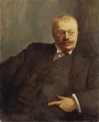 Gunnar Heiberg, ecrivain, toimittaja ja norjalaisen draaman kirjoittaja - Muotokuva runoilija Gunnar Heibergistä (1857-1929), kirjoittanut Krohg, Oda (1860-1935). Öljy kankaalle