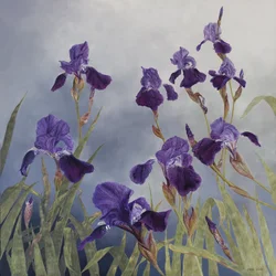 Iris hybrida, 2015 (akryyli gessooidulle puulle)