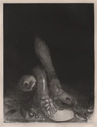 Pyhän Anthonyn kiusaus: Kukat putoavat ja Pythonin pää tulee näkyviin, 1896.