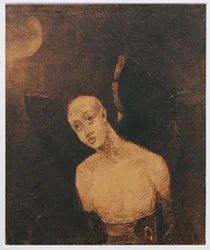 Langennut enkeli (hiili paperille)