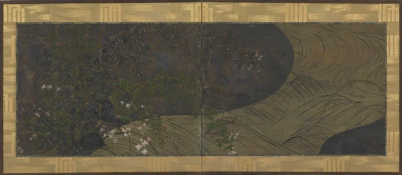 Juoksevaa vettä, syksyn ruohoja ja kukkia, Edo-kausi, 1600-luvun loppu - 1700-luvun alku.