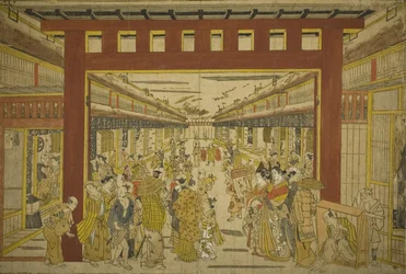 Nakanocho Yoshiwarassa (käsin värjätty puupiirros)