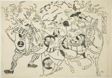Teikan matka (Taika no michiyuki), sarjasta "Kuuluisia kohtauksia japanilaisista nukketeatterinäytelmistä (Yamato irotake)".
