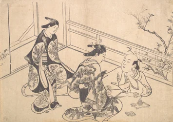 Näyttelijä Ichimura Takenojo makuulla parvekkeella, n. 1715, n. 1715.