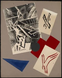 Kuvitus Aleksei Kruchenykhin kirjaan Sota, 1916