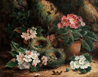 Omenankukat ja esikot. Oliver Claren (noin 1853-1927) maalaus Yksityiskokoelma.