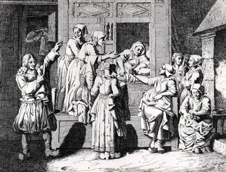 Uusi äiti julkaisusta "Galerie des mores, usages et cotumes des Bretons de l