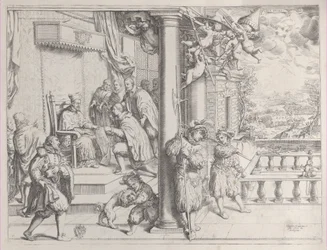 Nuori mies esittelemässä väitöskirjaansa kardinaali Aldobrandinille, 1620, 1620.