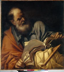 Pyhä Tuomas, apostoli. (Pyhä Tuomas apostoli). Orazio Borgiannin (1578-1616) maalaus, öljy kankaalle, italialainen taide (Rooma)