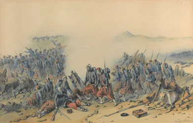 Zouaves täkillä (Krim) (akvarelli paperille)