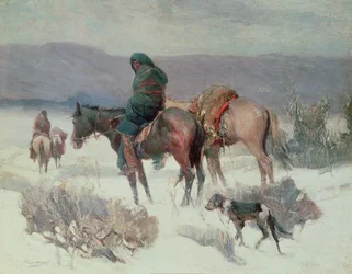 Winter Hunt (öljy kankaalle)