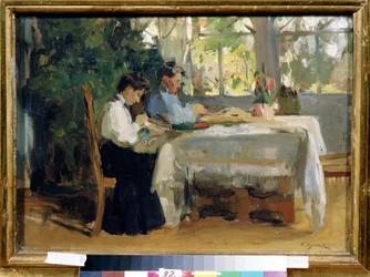 "Dance la Veranda" Peinture de Osip Emanuilovich Braz (1872-1936) Valtion A. Radishchevin taidemuseo, Saratov