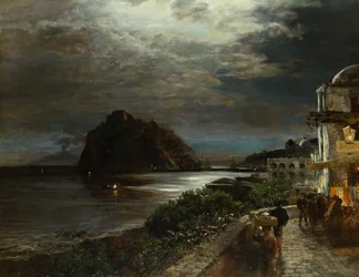 Aragonian linna Ischia (öljy kankaalle)
