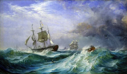 Mies merellä lähettämässä apua HMS Saint Jean d
