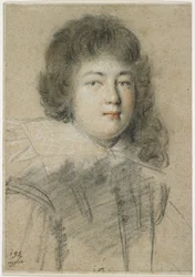 Nuoren pojan muotokuva, 1621 (punainen, musta ja valkoinen liitu haalistuneelle ruskealle liimapaperille).