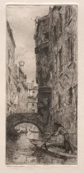 Venetsian etsaukset: Ponte del Pistor, Venetsia, 1880.