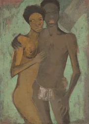 Liebespaar (taiteilijapari), n.1911 (säkkikankaalle maalattu maalaus)