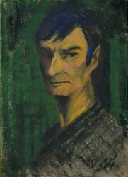 Omakuva, noin 1921 (tempera kankaalle).