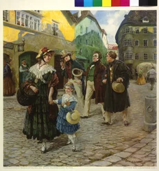 Franz Schubert kävelyllä ystäviensä kanssa