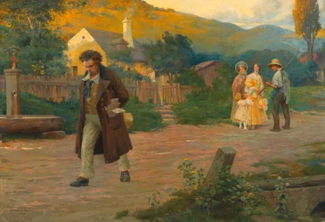 Yksinäinen mestari Beethoven kävelyllä Wienin lähellä, 1908.