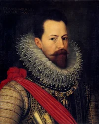 Muotokuva condottiere Alexander (Alessandro) Farnesesta, Parman herttuasta, Alankomaiden kuvernööristä (1545-1592) Octavius Van Veenin (tai Vaeniuksen tai Veniuksen) maalaus (1556-1629) 1585 noin su. 0,58 x 0,48 m Bryssel, Museum of Royal Fine Arts