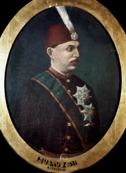Ottomaanien valtakunta: Muotokuva sulttaani Mehmed Murad V:stä (1840-1910)” Maalaus. 1876. Topkapi Sarayi Istanbulin kirjasto