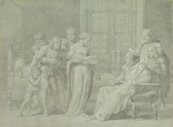 Ranskan kuningas Kaarle VIII kuolevan Gian Galeazzo Sforzan kanssa Paviassa, 1775-1860.