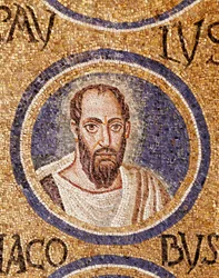 Paleokristillinen taide: "" Saint Paul"" Mosaiikki 500-luvun lopun Ravennasta, cappella Arcivescovile (Archevechen kappeli)