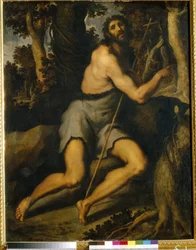Pyhä Johannes Kastaja autiomaassa (Saint John The Baptist In The Wilderness). Jacopo Palma il Giovane, nuorempi (1544-1628), öljy kankaalle, 1500-1600-luku. Italialainen taide (Venetsia), manierismi. Länsimaisen ja itämaisen taiteen museo, Kiova (ukraina).