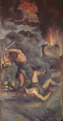 Kainia ja Abelia kuvaavan urkupaneelioven sisäpuoli, 1600