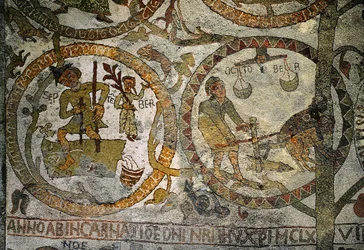 Eläinradan merkit mosaiikkilattian mosaiikkilattiasta.
Otranton katedraali (mosaiikki)