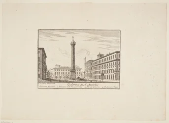 M. Aurelion pylväs. 1. Palazzo Niccolini. 2. Vicegerentin palatsi. 3. Monte Citorio. 4. Palazzo Chigi