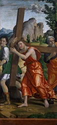 Tie Golgatalle, yksityiskohta Paolo Cavazzolan (1486-1522) teoksesta Polyptych of Passion