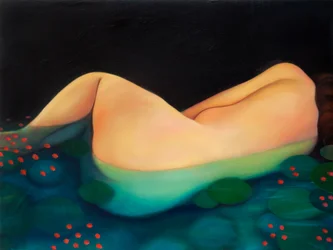 Nightswimming, 2019 (öljy puupaneelille)