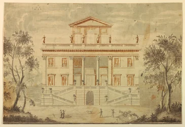 Piirustus, huvilan julkisivu, 1750-70