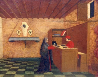 Predella of Miracle of Profaned Host, Paolo Uccello (1397-1475), 42x351 cm, yksityiskohta