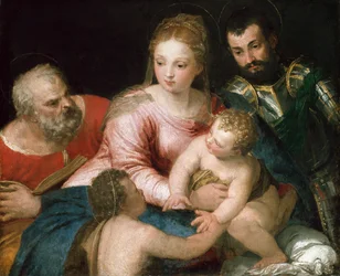 Pyhä perhe nuoren Johannes Kastajan ja Pyhän Yrjön kanssa, 1550-luvun alku