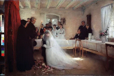 Pascal Adolphe Jean Dagnan-Bouveret (Dagnan Bouveret) (1852-1929) (1852-1929) 1880-1881 Moskovan Pushkin-museo (Hääsiunaus)