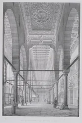 Näkymä Moyedin moskeijan pyhäkölle, levy 29 Kairon muistomerkit ja rakennukset, kaiverrus Auguste Hibon (1780-1857) 1829