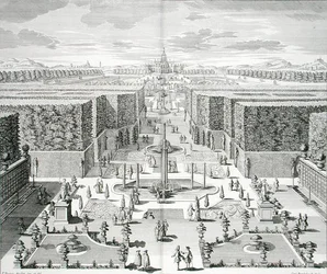Watergardens from "Furstlicher Baumeister", kaiverrus Karl Remshard (1678-1735), julkaistu noin 1711-16 (kaiverrus)