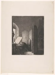 Rembrandtin etsaus studiossaan Rembrandt dance son studio