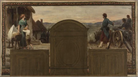 Luonnos Saint-Maur-des-Fossésin kaupungintaloa varten: Maternité et Patrie - La défense de la Patrie, 1883 (öljy kankaalle (panssari)).