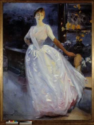 Taiteilijan vaimon Madame Roger Jourdainin muotokuva. Paul Albert Besnardin (1849-1934) maalaus