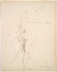 Tutkimus Apollosta Marsyas recto, Face in Profile verso, 1860-luvun loppu.
